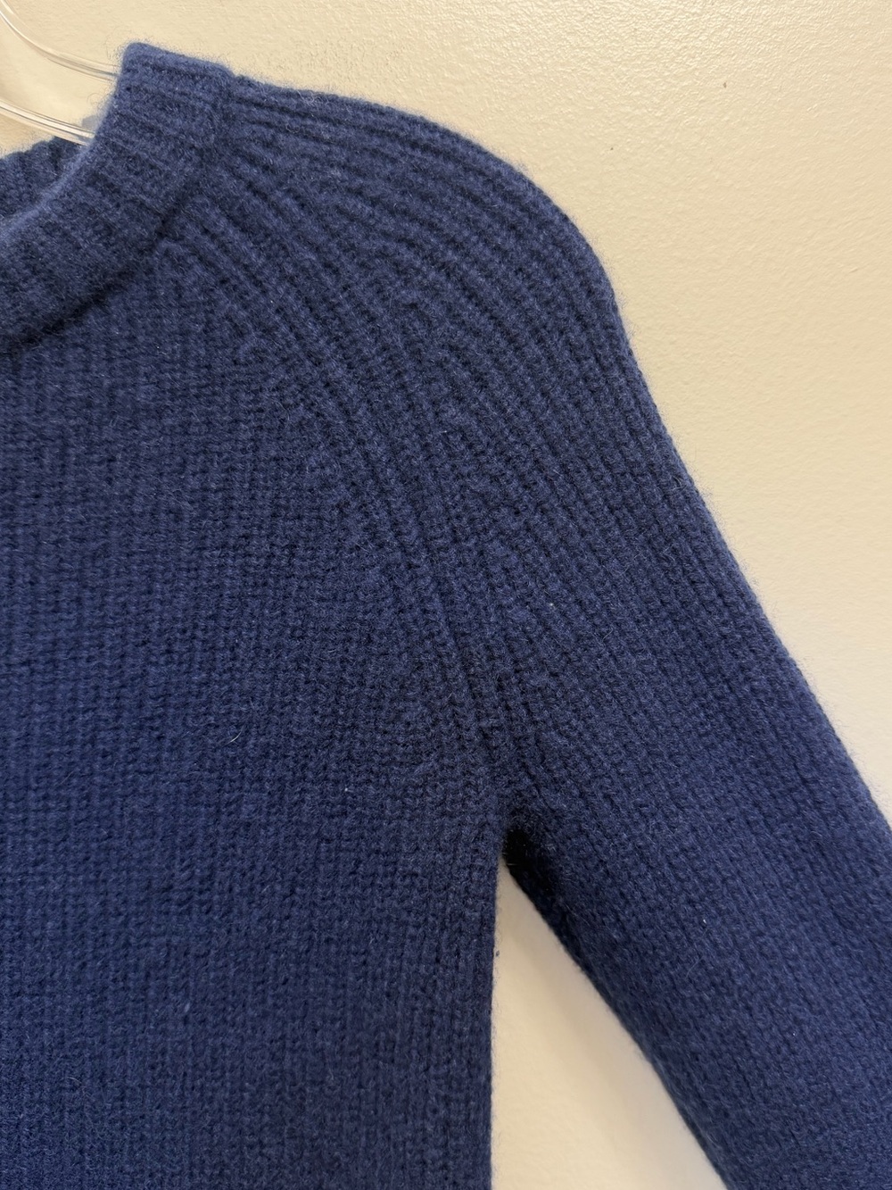 Quince Mongolian Cashmere Fisherman Crewneck Sweater Navy Blue Size S - Picture 5 of 9